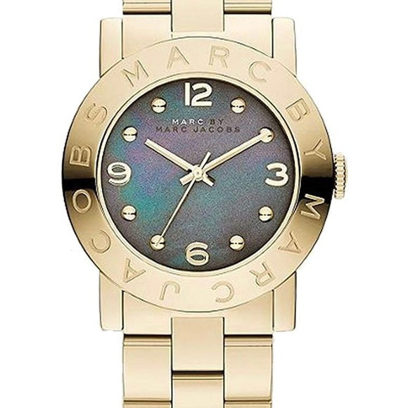 Marc Jacobs Amy Green Dial Gold Steel Strap Watch for Women - MBM8619