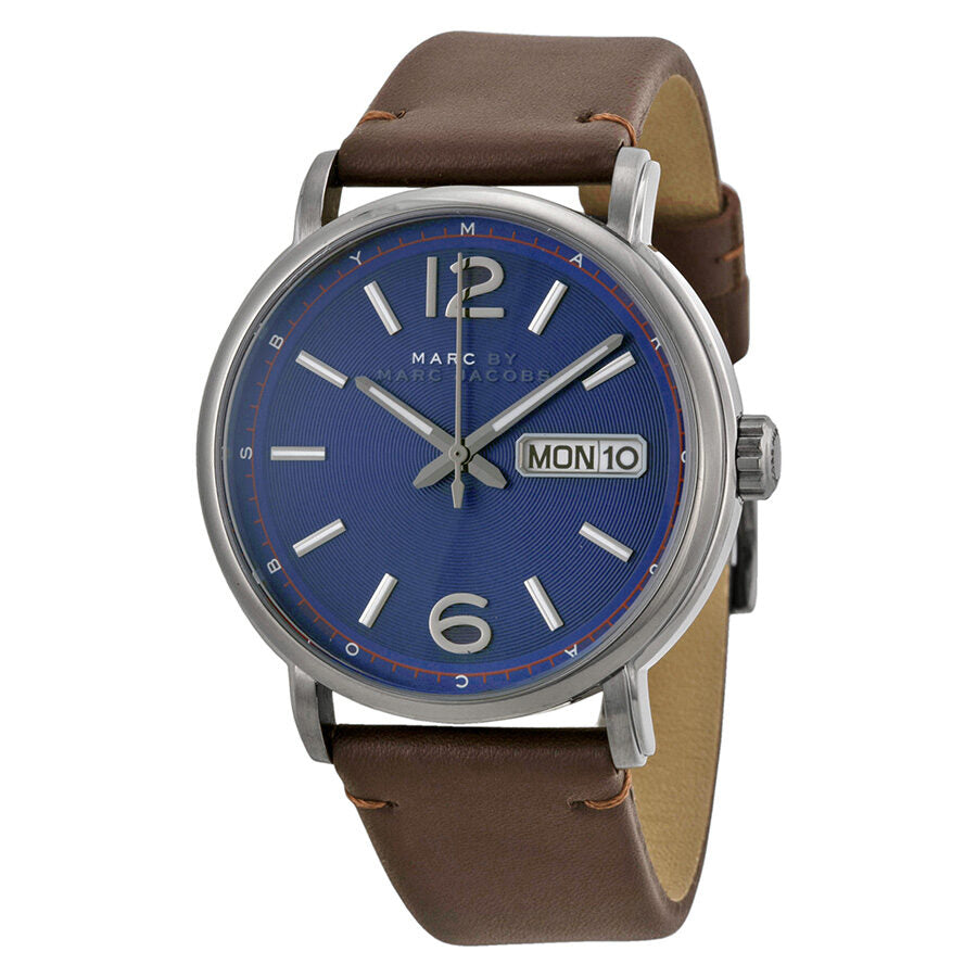  Shop Authentic Marc Jacobs Fergus Blue Dial Brown Leather Strap Watch for Men - MBM5078 - Luxxuri