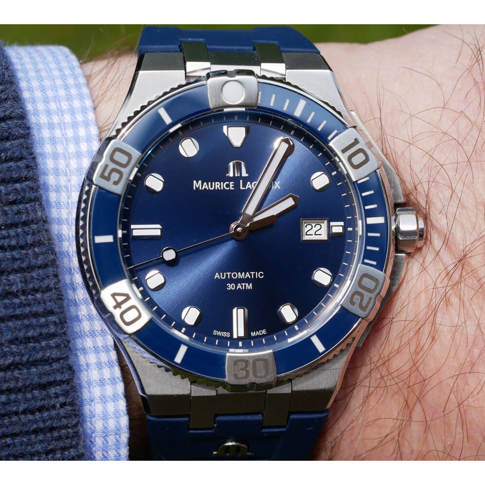  Shop Authentic Maurice Lacroix Aikon Venturer Blue Dial Blue Rubber Strap Watch for Men - AI6058-SS001-430-1 - Luxxuri