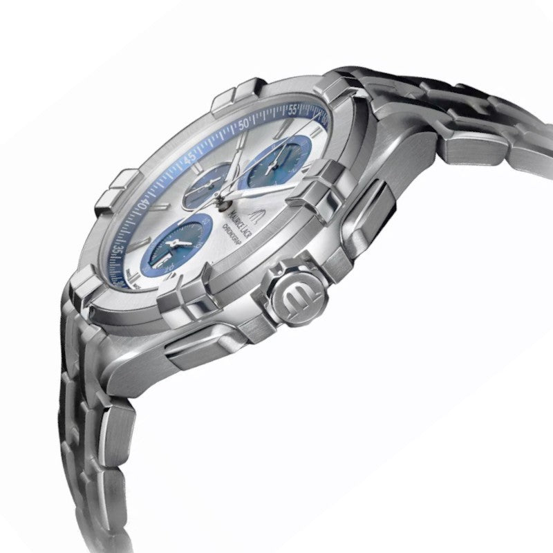  Shop Authentic Maurice Lacroix Aikon Chronograph Silver Dial Silver Steel Strap Watch for Men - AI1018-SS002-131-1 - Luxxuri