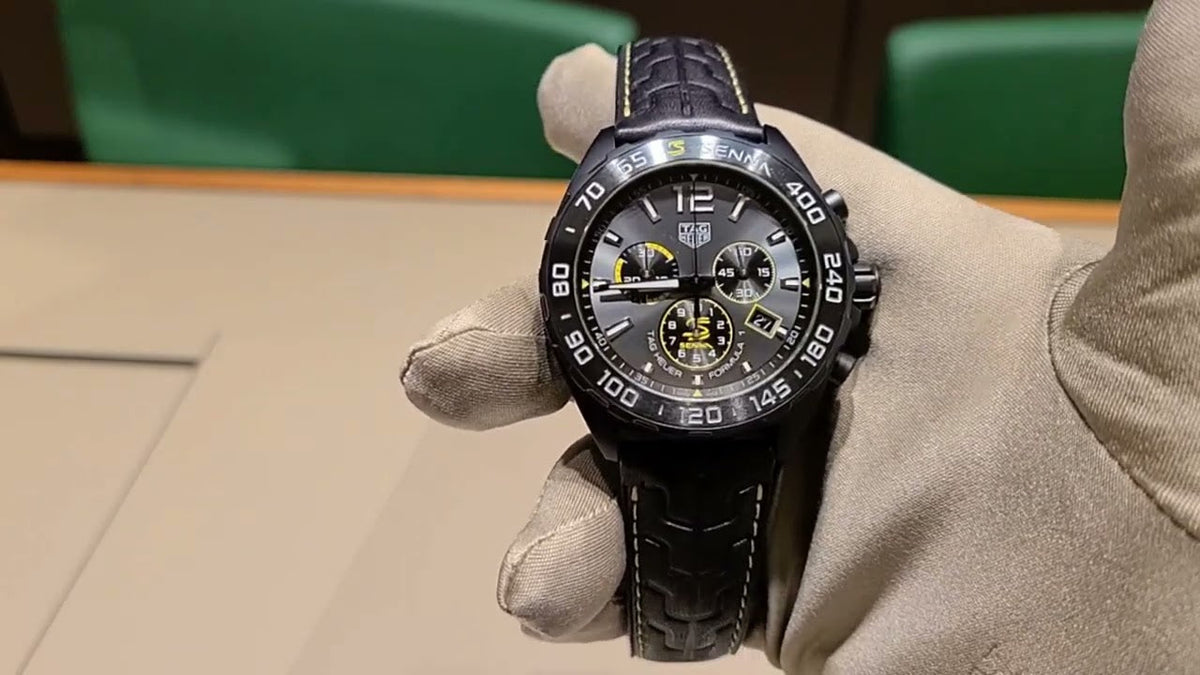  Shop Authentic Tag Heuer Formula 1 Chronograph Senna Black Dial Black Leather Strap Watch for Men - CAZ101AJ.FC6487 - Luxxuri