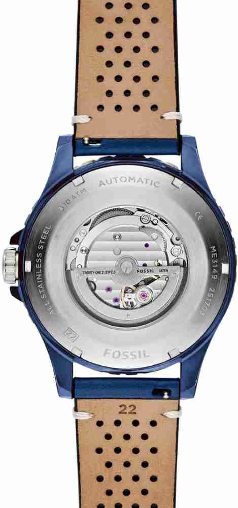  Shop Authentic Fossil Crewmaster Sports Automatic Blue Dial Blue Leather Strap Watch for Men - ME3149 - Luxxuri