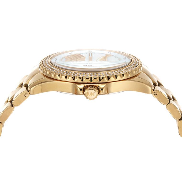  Shop Authentic Michael Kors Everest Three Hand Mother of Pearl White Dial Gold Steel Strap Watch For Women - MK7401 - Luxxuri