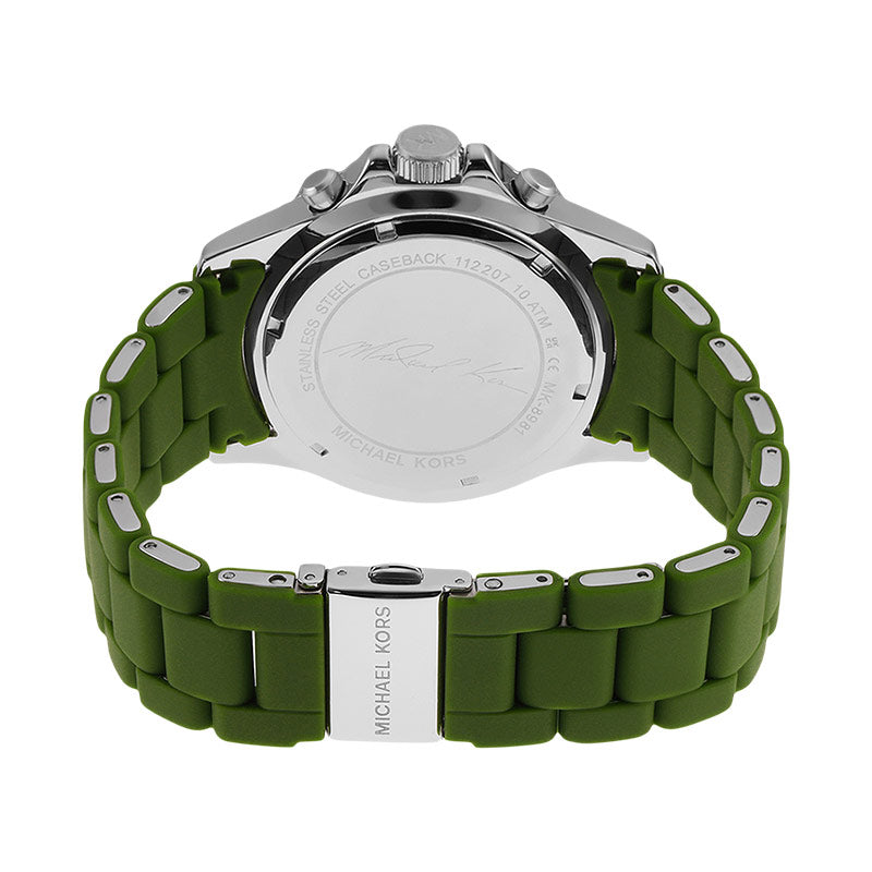  Shop Authentic Michael Kors Everest Chronograph Black Dial Green Silicone Strap Watch For Men - MK8981 - Luxxuri