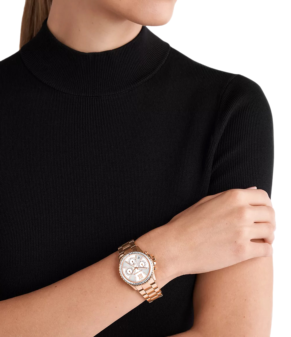  Shop Authentic Michael Kors Everest Chronograph Silver Dial Rose Gold Steel Strap Watch For Women - MK7213 - Luxxuri