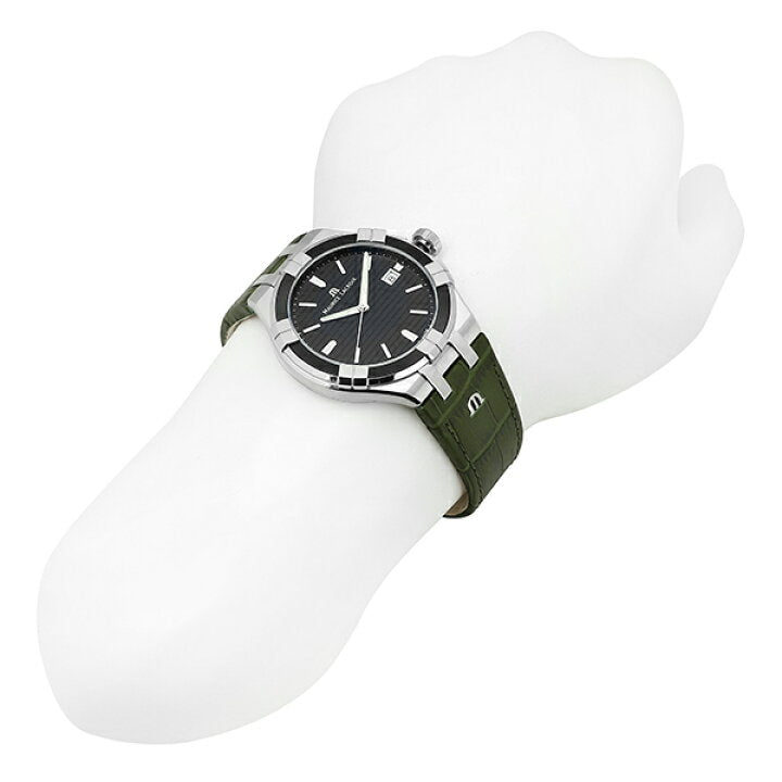  Shop Authentic Maurice Lacroix Aikon Quartz Black Dial Green Crocodile Leather Strap Watch for Men - AI1008-PVB21-330-1 - Luxxuri