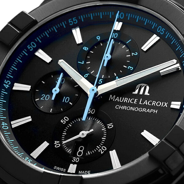  Shop Authentic Maurice Lacroix Aikon Chronograph Limited Edition Black Dial Black Leather Strap Watch for Men - AI1018-PVB01-337-1 - Luxxuri