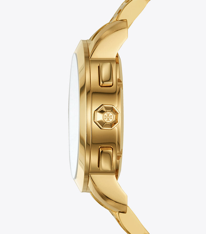 Tory Burch Classic Chronograph White Dial Gold Steel Strap Watch for Women - TBW1032