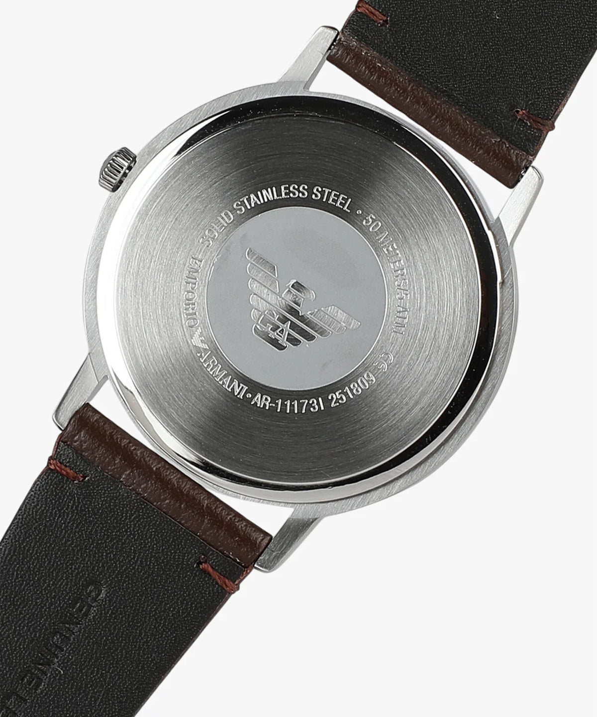 Emporio Armani Kappa Silver Dial Brown Leather Strap Watch for Men - AR11173