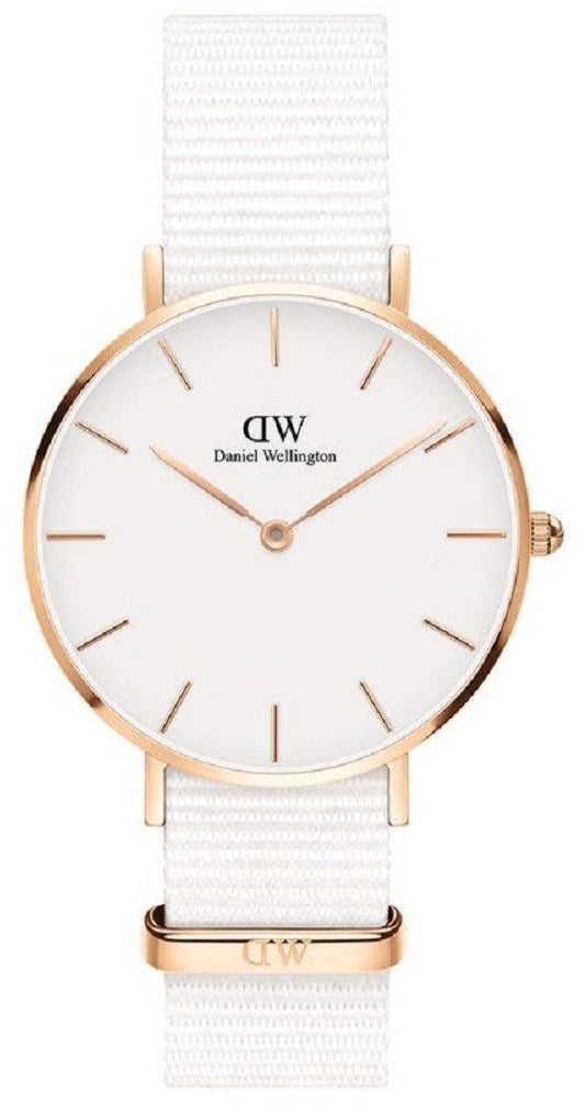 Daniel Wellington Classic Petit Dover White Dial White Nylon Strap Watch For Women - DW001000311