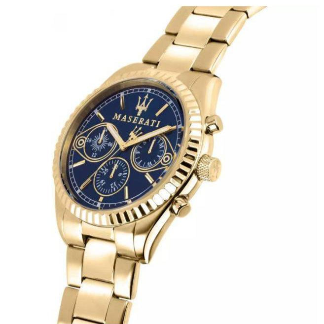 Shop Authentic Maserati Competizione Chronograph Blue Dial Gold Steel Strap Watch For Men - R8853100026 - Luxxuri