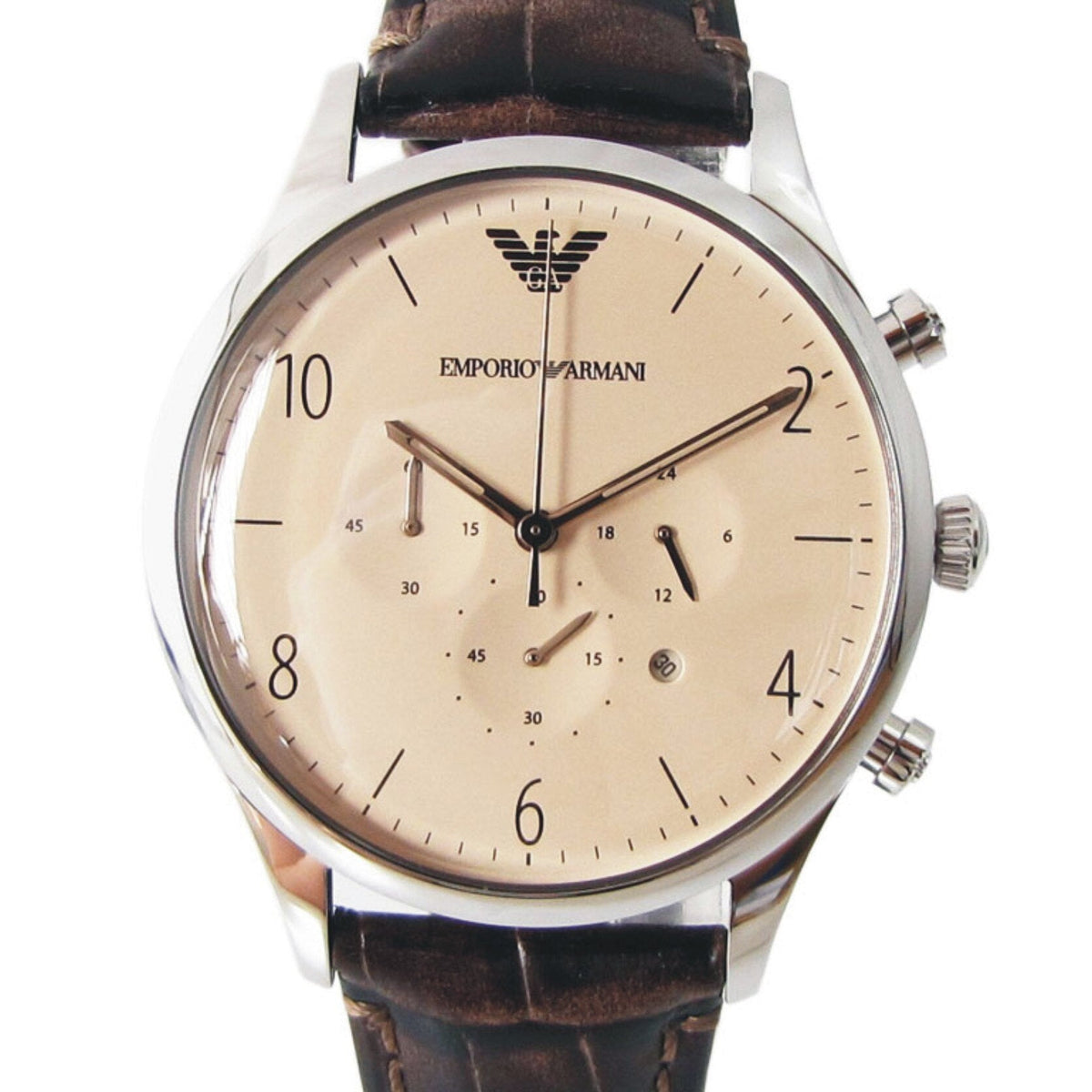  Shop Authentic Emporio Armani Classic Chronograph Cream Dial Brown Leather Strap Watch For Men - AR1878 - Luxxuri