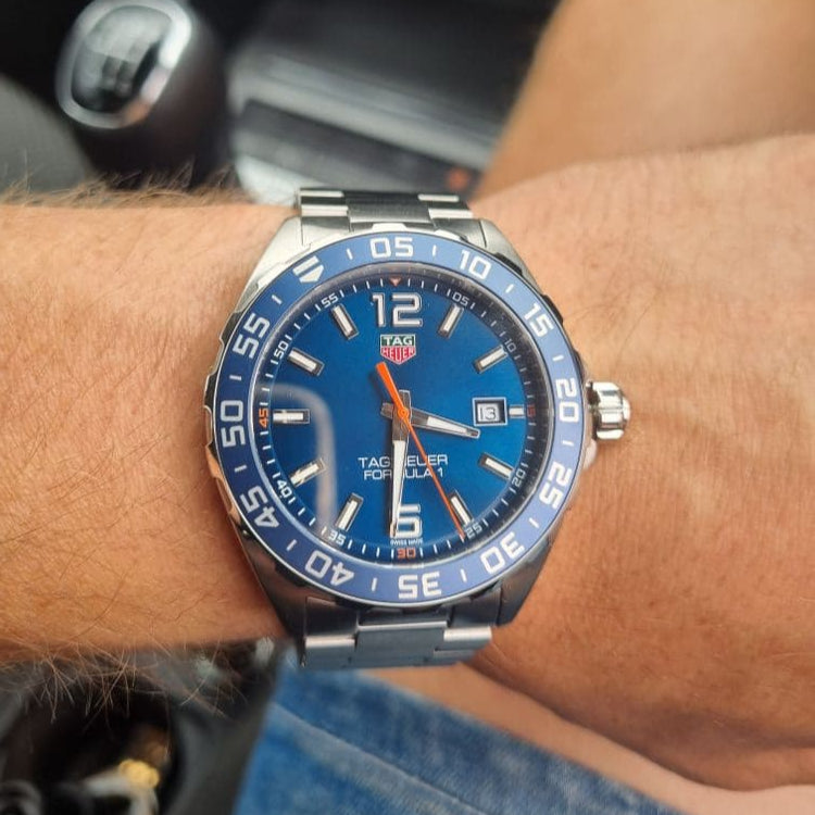  Shop Authentic Tag Heuer Formula 1 Quartz Blue Dial Silver Steel Strap Watch for Men - WAZ1010.BA0842 - Luxxuri