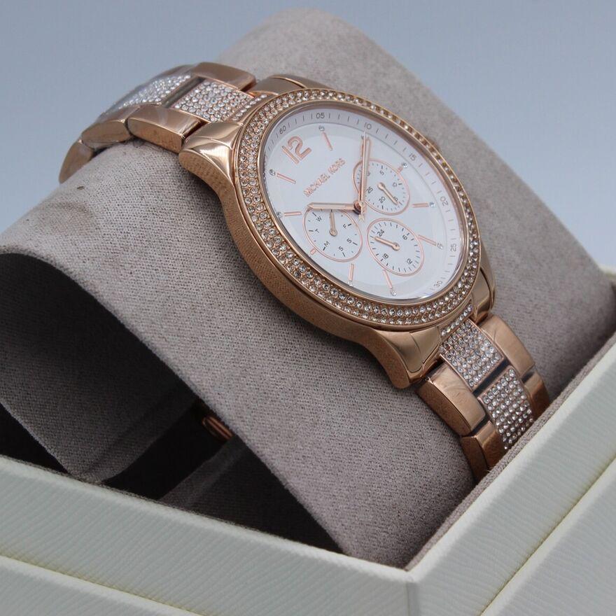  Shop Authentic Michael Kors Crystals Pavé Rose Gold Dial Rose Gold Steel Strap Watch for Women - MK3799 - Luxxuri