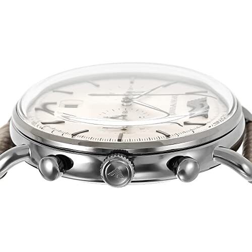 Emporio Armani Aviator Chronograph Grey Dial Beige Leather Strap Watch For Men - AR11107
