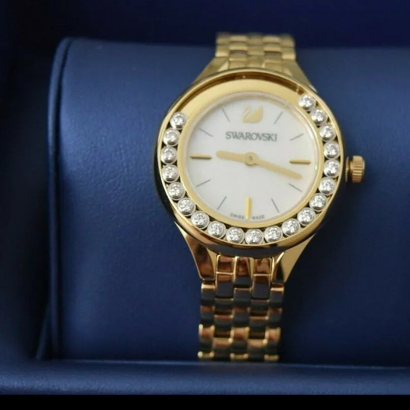 Swarovski Lovely Crystals White Dial Gold Steel Strap Watch for Women - 5242895