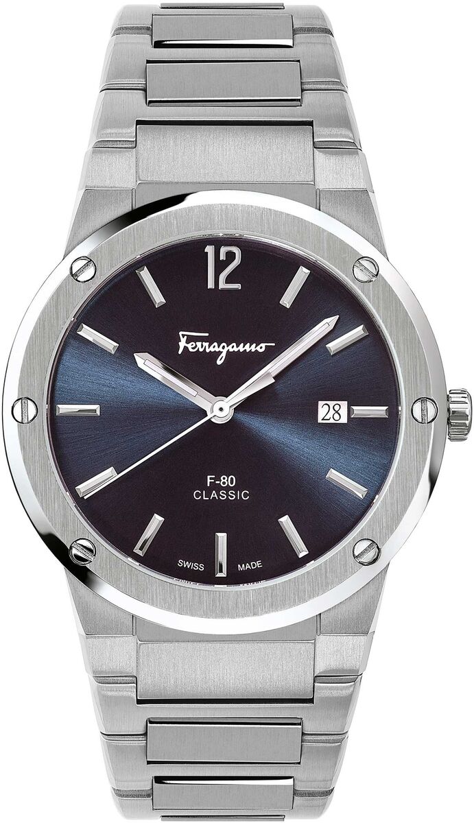 Shop Authentic Salvatore Ferragamo F-80 Classic Blue Dial Silver Steel Strap Watch for Men - SFDT01320 - Luxxuri