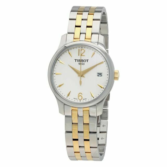  Shop Authentic Tissot T Classic Tradition White Dial Two Tone Mesh Bracelet Watch for Women - T063.210.22.037.00 - Luxxuri