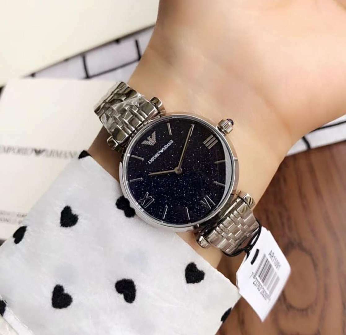  Shop Authentic Emporio Armani Gianni T Bar Dark Blue Dial Silver Stainless Steel Watch For Women - AR11091 - Luxxuri