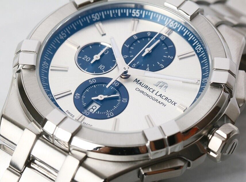  Shop Authentic Maurice Lacroix Aikon Chronograph Silver Dial Silver Steel Strap Watch for Men - AI1018-SS002-131-1 - Luxxuri