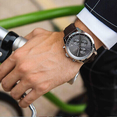  Shop Authentic Hugo Boss Grand Prix Grey Dial Brown Leather Strap Watch for Men -  1513476 - Luxxuri