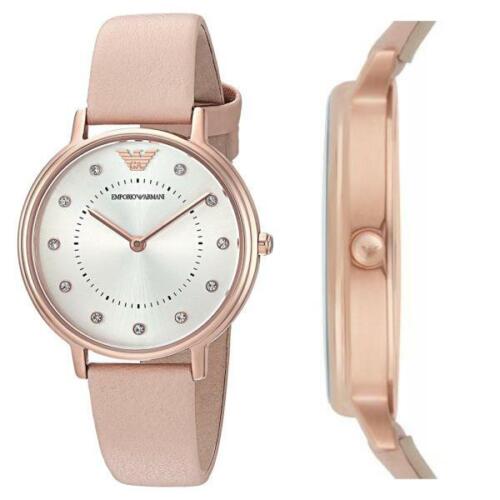  Shop Authentic Emporio Armani Kappa Rose Gold & White Dial Beige Nude Leather Strap Watch For Women - AR2510 - Luxxuri