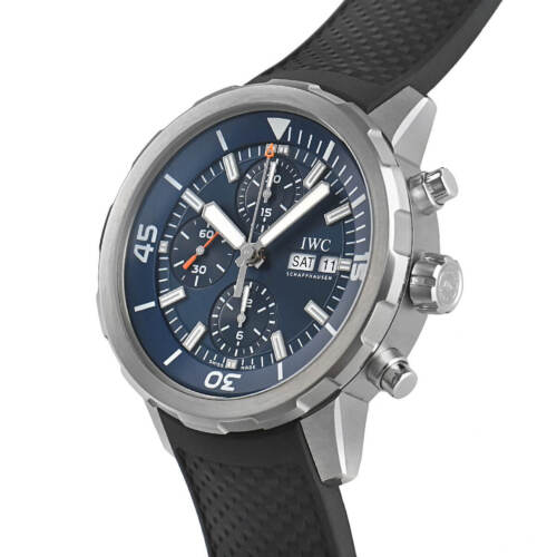  Shop Authentic IWC Aquatimer Automatic Chronograph 44mm Blue Dial Black Rubber Strap Watch for Men - IW376805 - Luxxuri