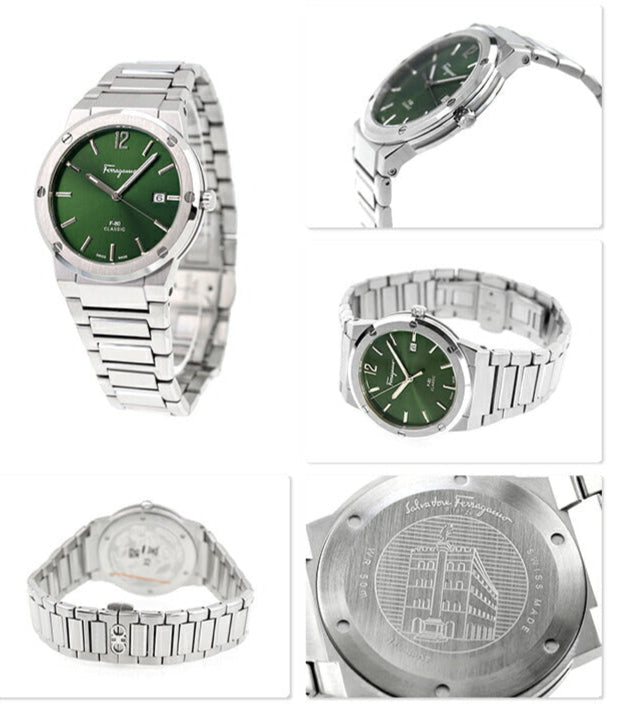  Shop Authentic Salvatore Ferragamo F-80 Classic Green Dial Silver Steel Strap Watch for Men - SFDT02123 - Luxxuri