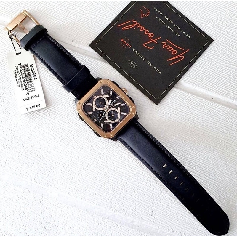  Shop Authentic Fossil Multifunction Black Dial Black Leather Strap Watch for Men - BQ2654 - Luxxuri