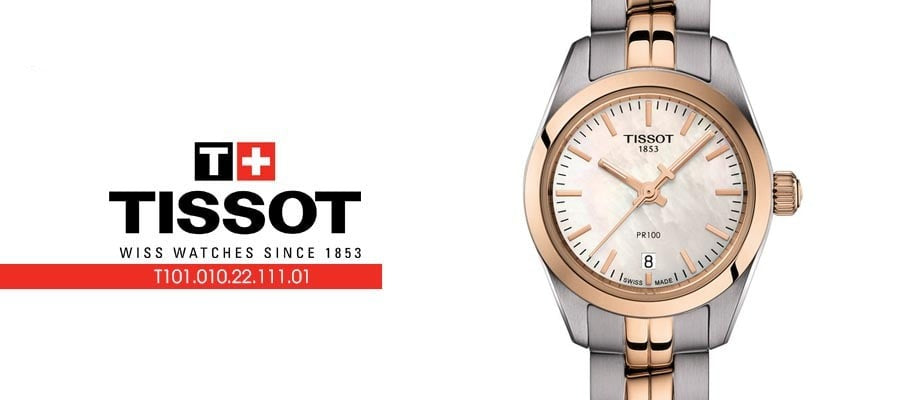  Shop Authentic Tissot T Classic PR100 Mother of Pearl Dial Two Tone Steel Strap Watch for Women - T101.010.22.111.01 - Luxxuri
