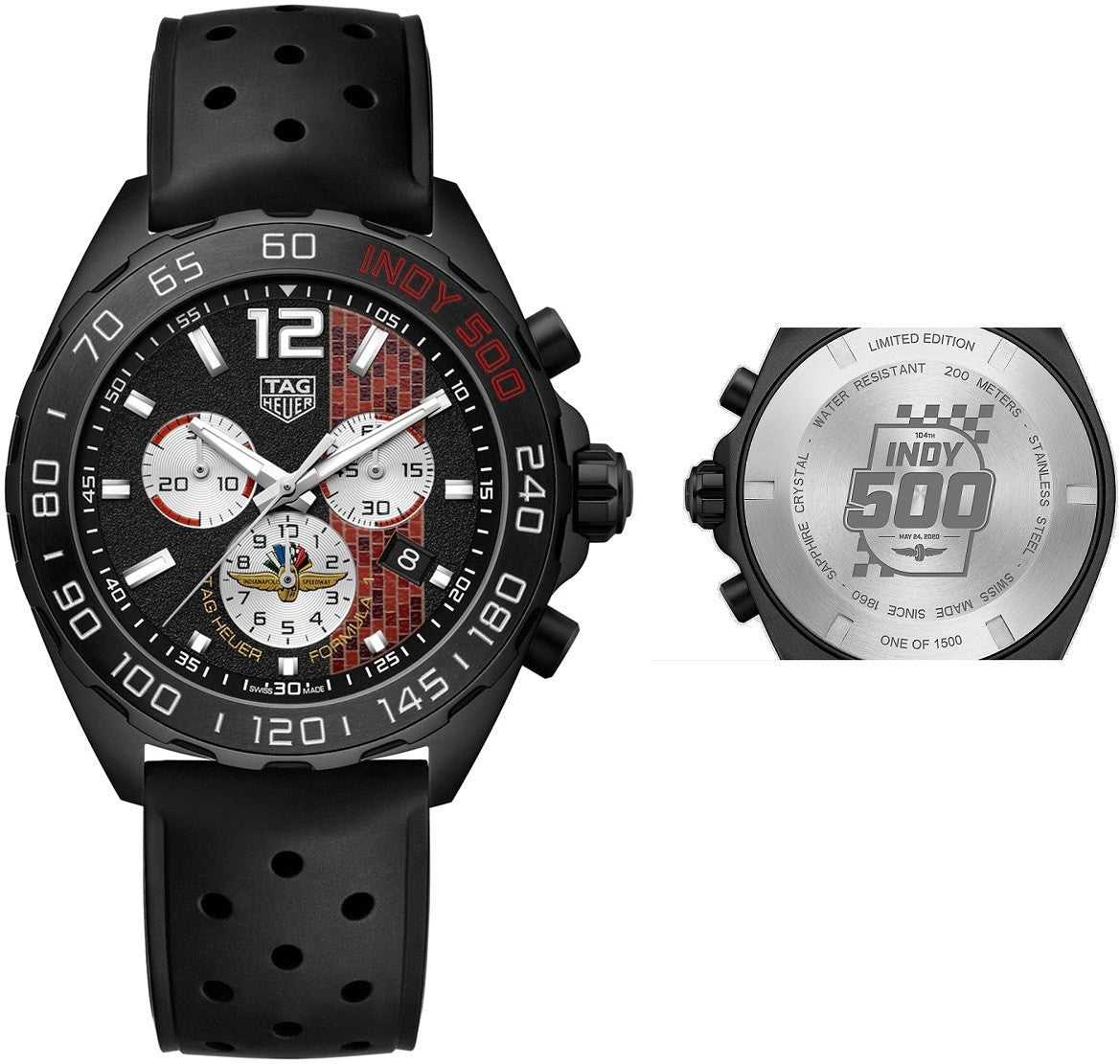  Shop Authentic Tag Heuer Formula 1 Indy 500 Limited Edition Chronograph Black Dial Black Rubber Strap Watch for Men - CAZ101AD.FT8024 - Luxxuri