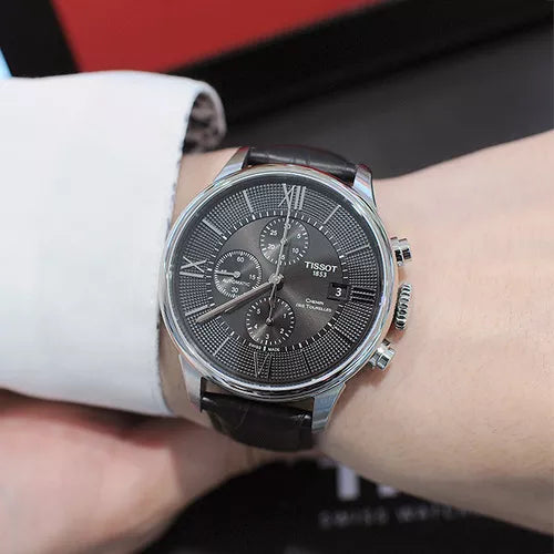  Shop Authentic Tissot T Classic Chemin Des Tourelles Chronograph Black Dial Black Leather Strap Watch For Men - T099.427.16.058.00 - Luxxuri