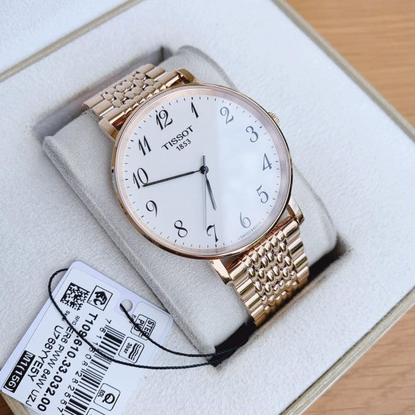  Shop Authentic Tissot T Classic Everytime White Dial Rose Gold Mesh Bracelet Watch for Men - T109.610.33.032.00 - Luxxuri