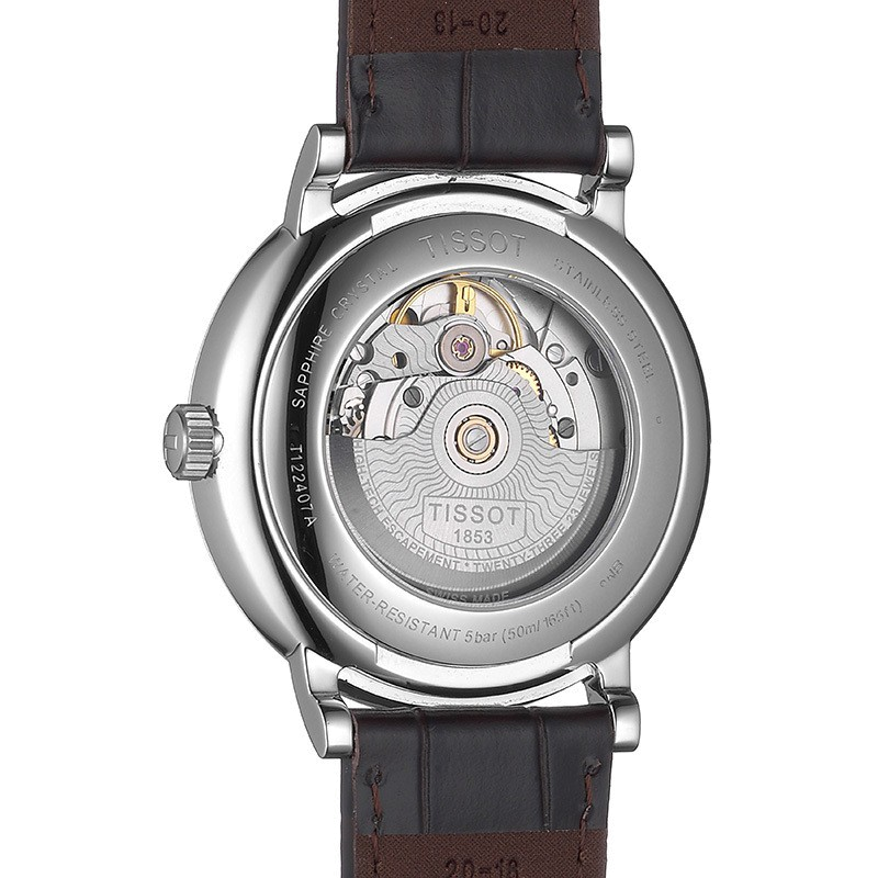  Shop Authentic Tissot T-Classic Powermatic 80 Silver Dial Brown Leather Strap Watch For Men - T122.407.16.031.00 - Luxxuri