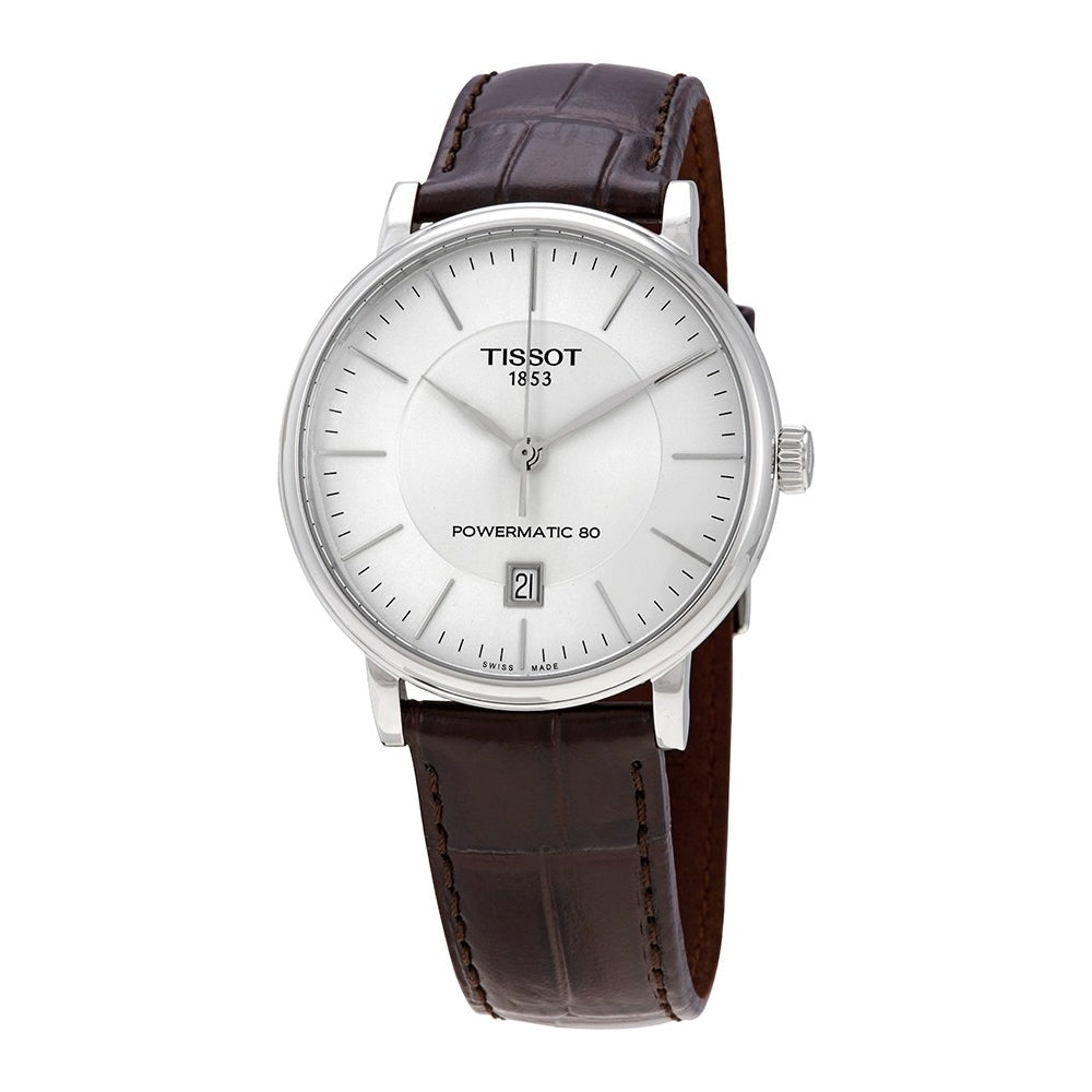  Shop Authentic Tissot T-Classic Powermatic 80 Silver Dial Brown Leather Strap Watch For Men - T122.407.16.031.00 - Luxxuri
