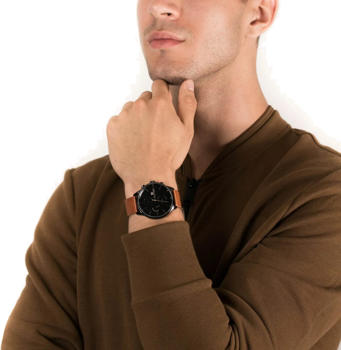  Shop Authentic Tommy Hilfiger James Quartz Black Dial Brown Leather Strap Watch For Men - 1791486 - Luxxuri