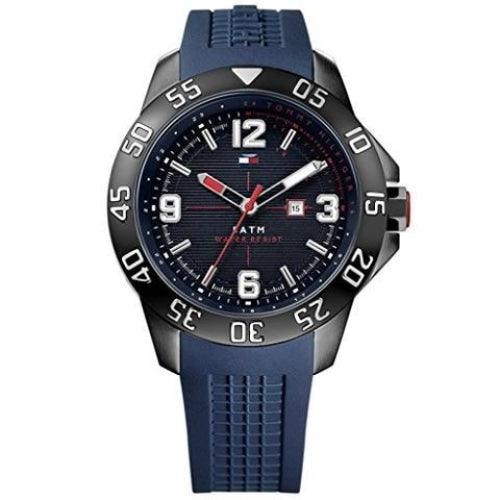  Shop Authentic Tommy Hilfiger Cole Black Dial Blue Rubber Strap Watch for Men - 1790984 - Luxxuri