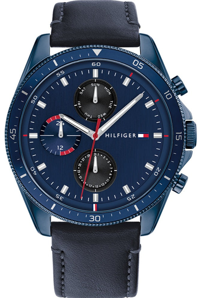  Shop Authentic Tommy Hilfiger Parker Chronograph Quartz Blue Dial Blue Leather Strap Watch For Men - 1791839 - Luxxuri