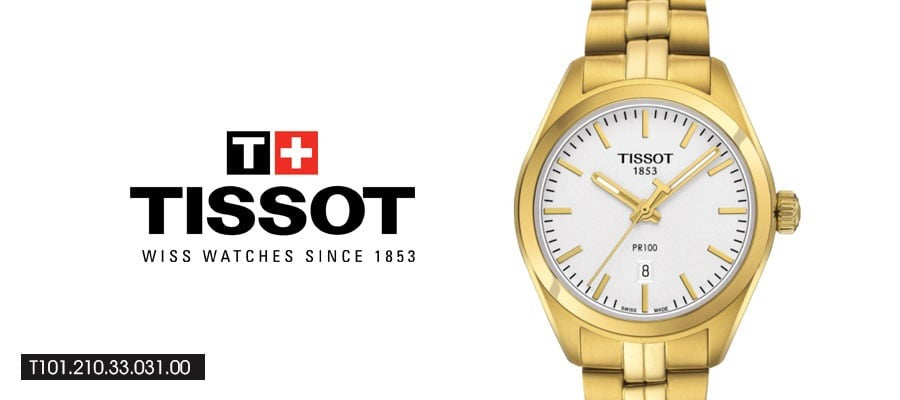  Shop Authentic Tissot T Classic PR 100 Lady White Dial Gold Steel Strap Watch for Women - T101.210.33.031.00 - Luxxuri