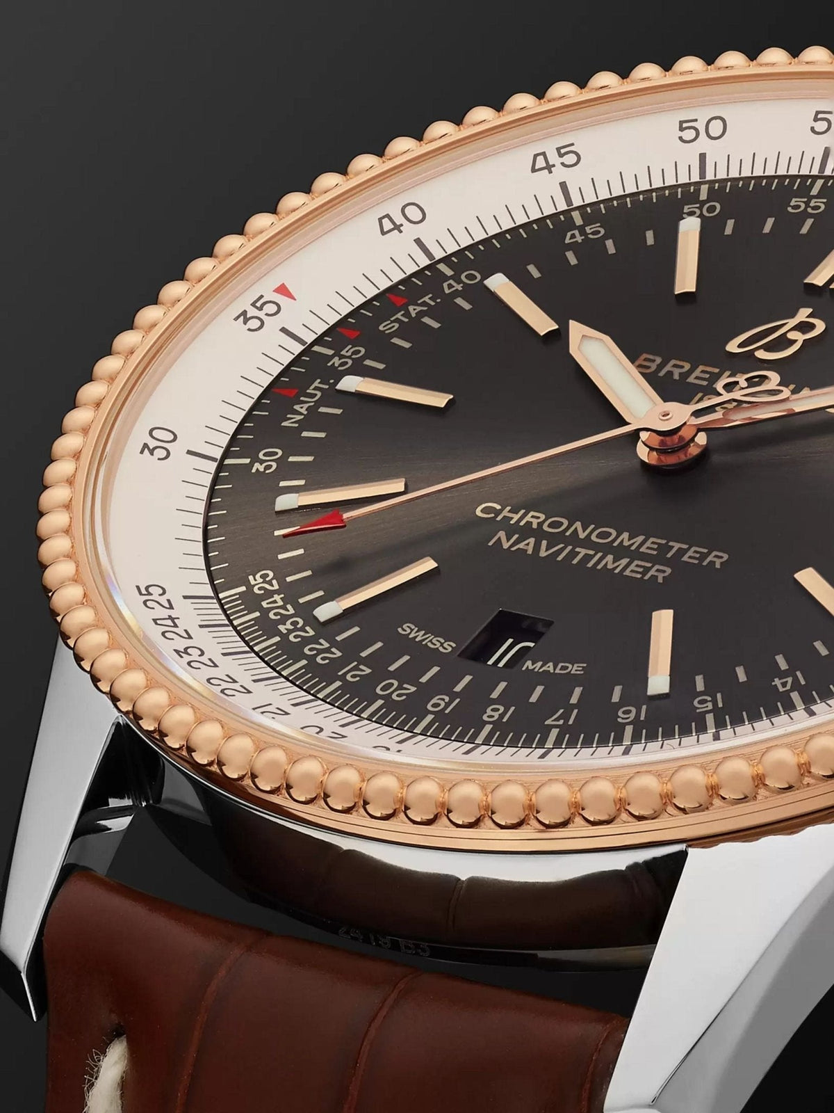 Breitling Navitimer 1 Automatic 41mm Brown Dial Brown Leather Strap Mens Watch - U17326211M1P2