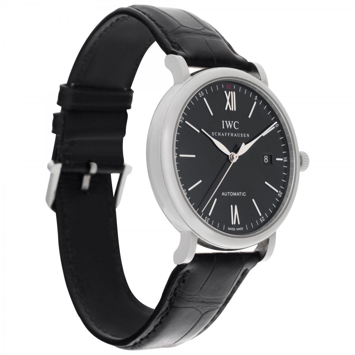  Shop Authentic IWC Portofino Automatic Black Dial Black Leather Strap Watch for Men - IW356502 - Luxxuri