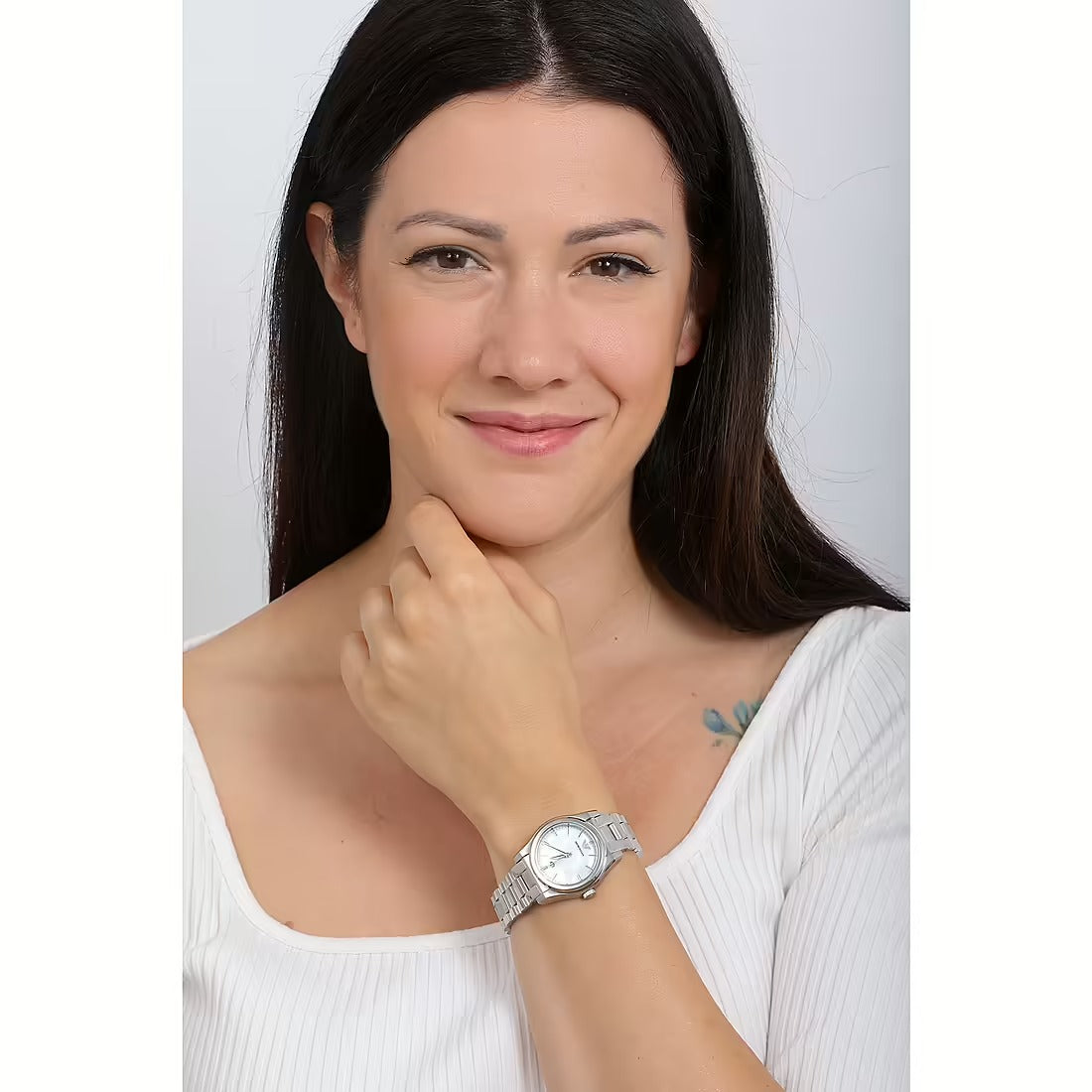 Emporio Armani Federica Mother of Pearl Dial Silver Steel Strap Watch For Women - AR11557