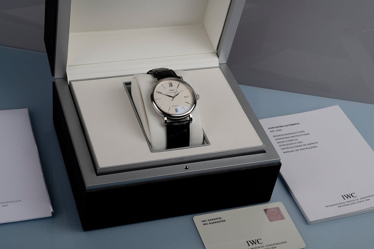  Shop Authentic IWC Portofino Automatic White Dial Black Leather Strap Watch for Men - IW356501 - Luxxuri
