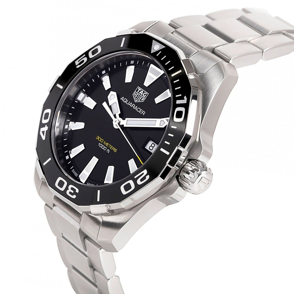  Shop Authentic Tag Heuer Aquaracer Black Dial Silver Steel Strap Watch for Men - WAY111A.BA0928 - Luxxuri