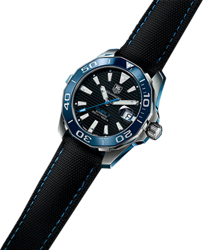  Shop Authentic Tag Heuer Aquaracer Calibre 5 Automatic Black Dial Black Nylon Strap Watch for Men - WAY201C.FC6395 - Luxxuri