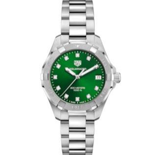  Shop Authentic Tag Heuer Aquaracer Diamonds Emerald Green Dial Watch for Women - WBD1316.BA0740 - Luxxuri