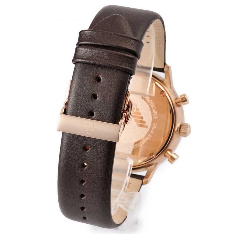  Shop Authentic Emporio Armani Gianni Classic Chronograph White Dial Brown Leather Strap Watch For Men - AR0398 - Luxxuri