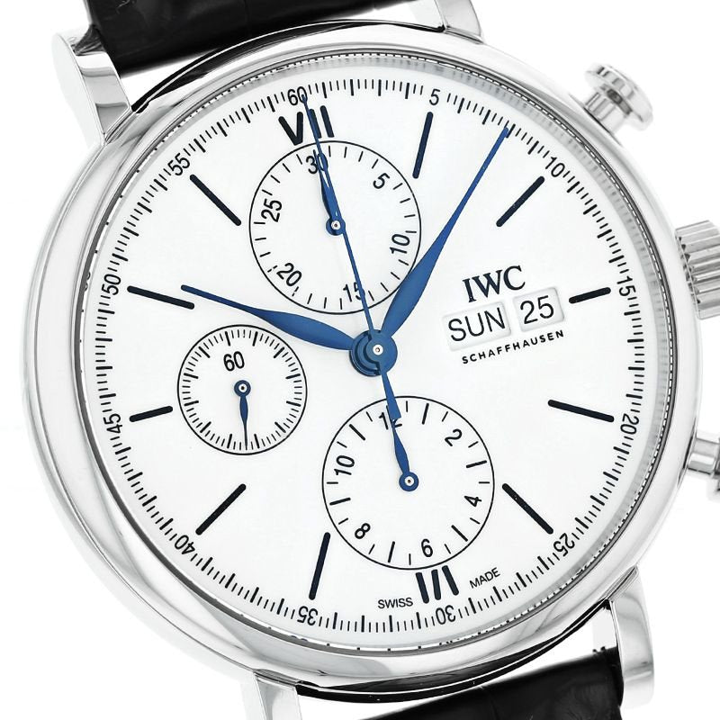  Shop Authentic IWC Portofino Chronograph White Dial Black Leather Strap Watch for Men - IW391024 - Luxxuri