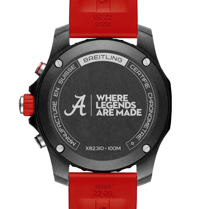 Breitling Endurance Pro The University of Alabama Black Dial Red Rubber Strap Watch for Men - X823102C1B1S1