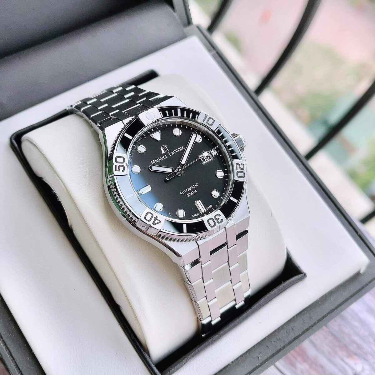  Shop Authentic Maurice Lacroix Aikon Venturer Black Dial Silver Steel Strap Watch for Men - AI6058-SS002-330-1 - Luxxuri